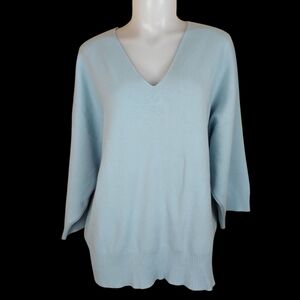 Aritzia Wilfred Free Baby Blue V-Neck Drop Shoulder Sweater Size 2 Oversized